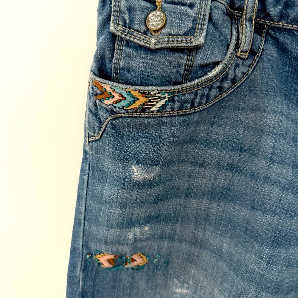Gap Big Girls Bermuda Denim Capri Embroidered Jeans Pants Shorts Size 16 Plus